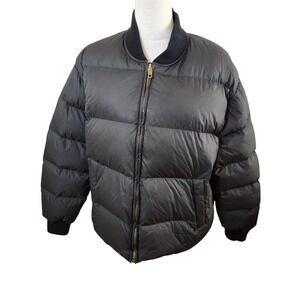 Eddie Bauer Womens L Reissue Original Bomber Puffer Jacket Black 650 Goose Down